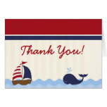 Folded Thank you Card Ahoy Nautical Whale Boat cards