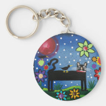 Folk Art By Lori Everett Cat With Attitude Keychain