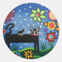 Folk Art By Lori Everett Cat With Attitude Stickers