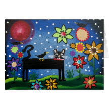 FOLK ART Cat With Attitude BY LORI greeting card
