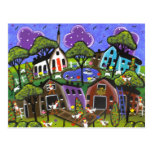 FOLK ART Chicken Flock BY LORI EVERETT postcard