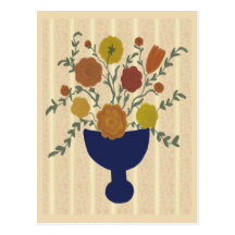 Folk Art Flower Arrangement Postcard