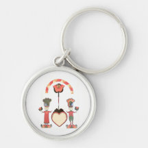 Folk Art Wedding Keychain