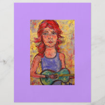 folk girl and colourful guitar flyer design