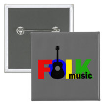 Folk Music Pinback Button