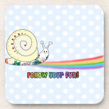 Follow Your Fun Cute Snail Rainbow Beverage Coaster