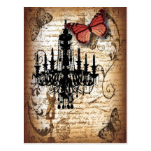 fondo vintage chandelier butterfly fashion post card