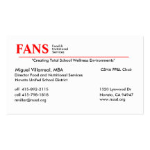 Food and Nutritional Services Business Card Template
