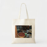 Food ingredients in a grocery tote bags