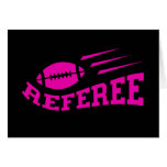Football referee pink on black with bouncing ball greeting card