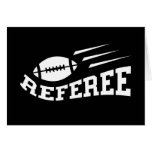 Football referee white on black with bouncing ball card