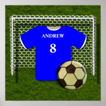 Football Soccer Shirt Blue Personalised Poster