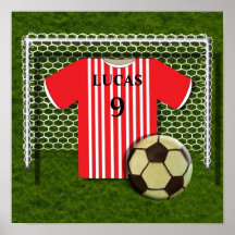 Football Soccer Shirt Red Personalised Poster