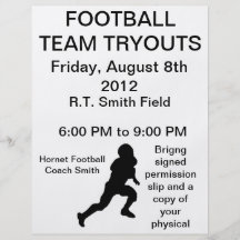 Football team tryouts full colour flyer