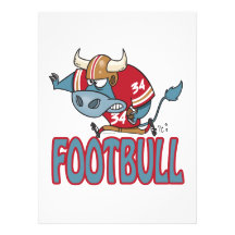 Footbull funny football bull cartoon invite