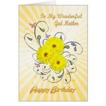 For Godmother, birthday with yellow flowers Card
