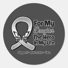 For My Hero My Daughter - Brain Cancer Round Stickers