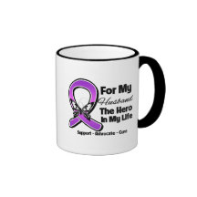For My Hero My Husband - Purple Ribbon Awareness Coffee Mug