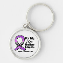 For My Hero My Son - Purple Ribbon Awareness Keychains