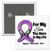 For My Hero My Son - Purple Ribbon Awareness Pin