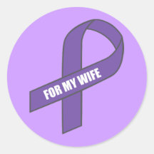 For My Wife (Purple Ribbon) Round Sticker