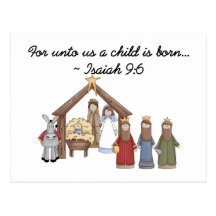 For unto us a child is born post cards