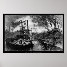 Forest Fire on the Banks of the Red River, 1878 Poster