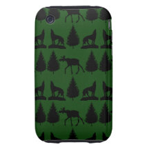 Forest Moose Wolf Wilderness Mountain Cabin Rustic Tough iPhone 3 Covers