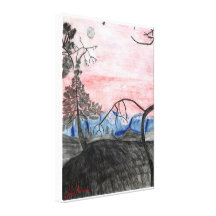 Forest Sunset Sketch by Julia Hanna Stretched Canvas Prints