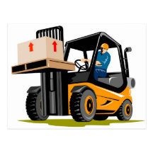forklift truck retro postcards