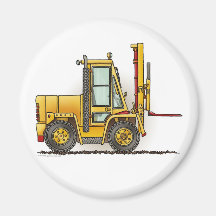 Forklift Truck Round Magnet