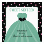 Formal Gown Sweet Sixteen with polka dots Custom Invites