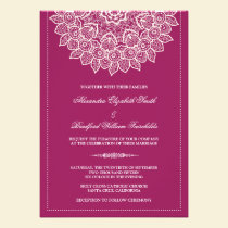 Formal Lace Doily Wedding Invitation (fuchsia) invitations