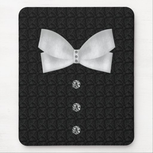 Formal Tuxedo Rhinestone Bow tie  Wedding Mouse Pads