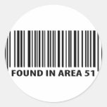 found in area 51 icon round sticker