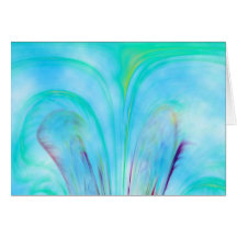 fountain in blue greeting card