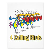 four calling birds 4th fourth day of christmas invite