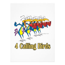 four calling birds 4th fourth day of christmas personalised invites