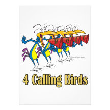 four calling birds 4th fourth day of christmas personalised invites