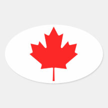 FOUR Canada Maple Leaf Oval Stickers