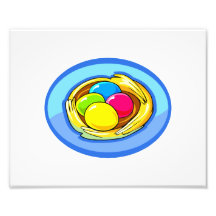 four coloured eggs next blue oval.png photo art