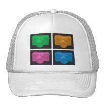 Four Colourful Retro Cameras Mesh Hats