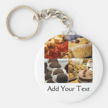 Four Dessert Panel on Chocolate Brown Keychains