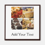 Four Dessert Panel on Chocolate Brown Fridge Magnets