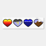 Four Elements Hearts Bumper Sticker