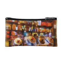 Four Glass Candy Jars Cosmetic Bags
