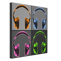 Four Graphic Headphones Gallery Wrapped Canvas