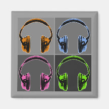 Four Graphic Headphones Magnets