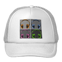 Four Graphic Headphones Mesh Hats