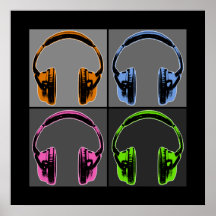 Four Graphic Headphones Poster